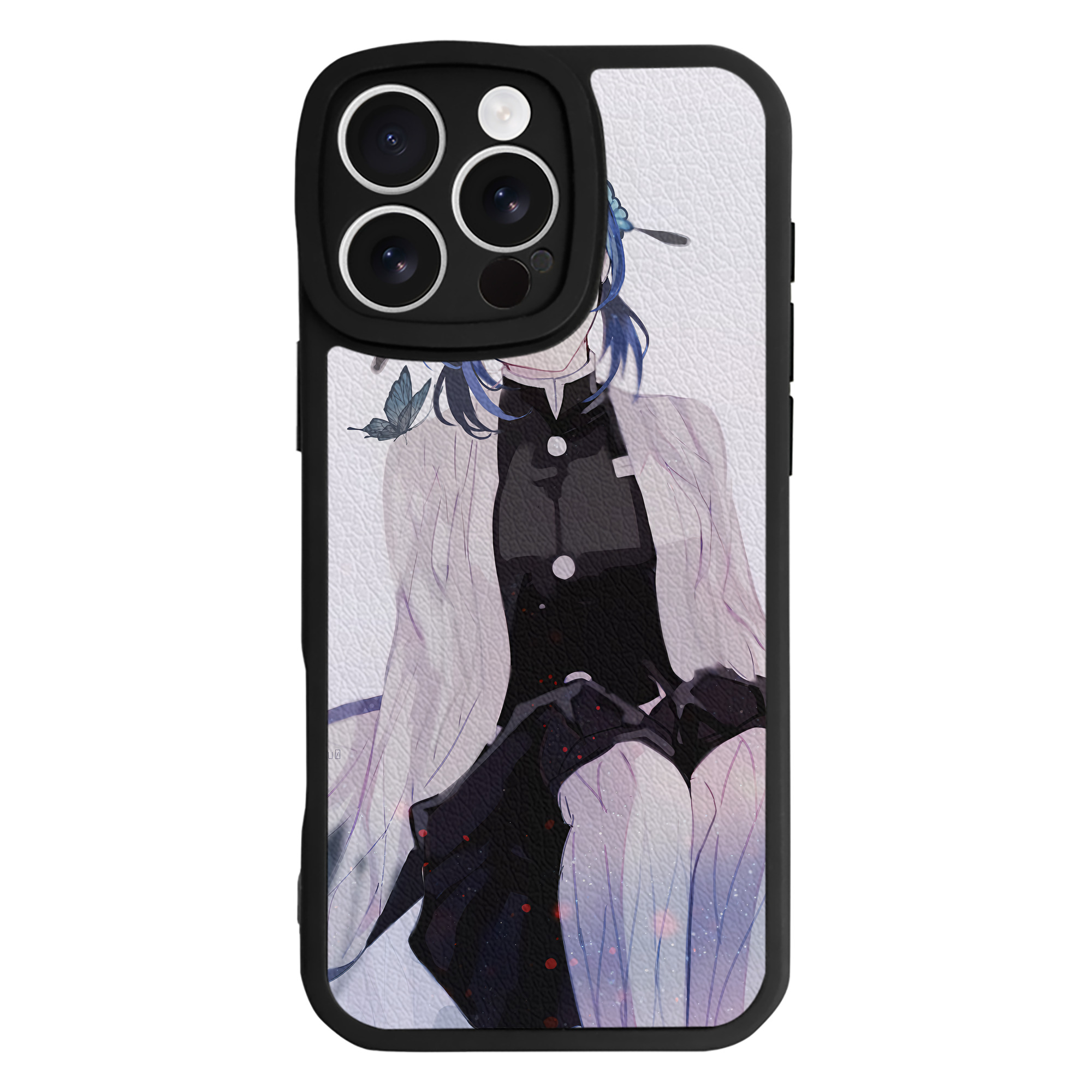 （画像用） 鬼滅の刃（きめつのやいば）蟲柱-胡蝶 しのぶ／こちょう しのぶ Kochou Shinobu 【iPhone 16シリーズ対応】シリコンスマホケース（レザー調） 材質：シリコン